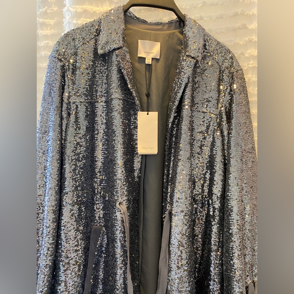 Cinq a Sept Sequin Mathi Gunmetal Blazer - Picture 4 of 17